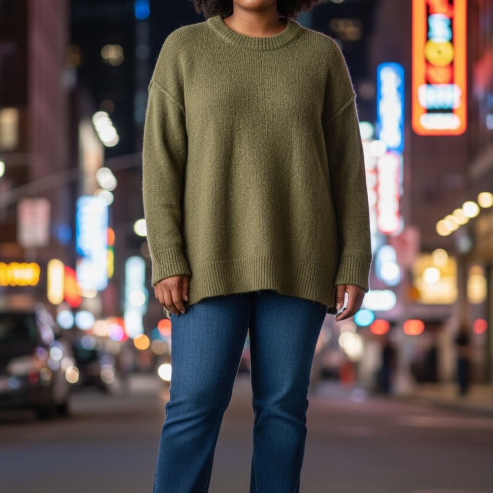 Topshop Khaki Women's Crew Neck Sweater